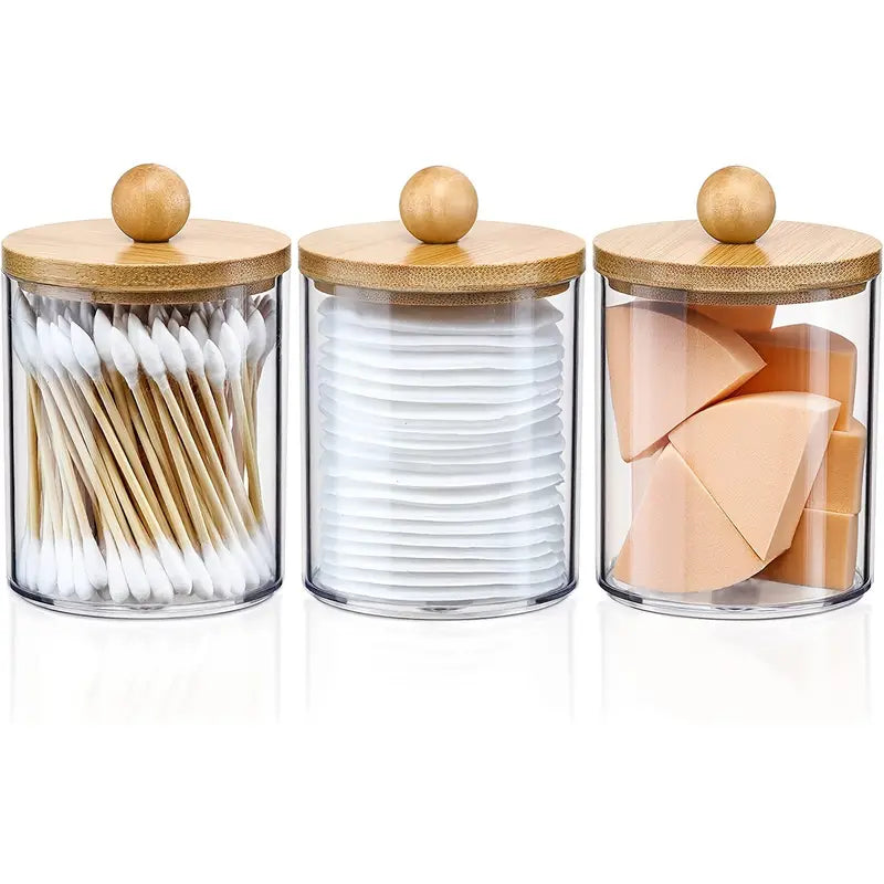 Bamboo Lid Vanity Jars Set