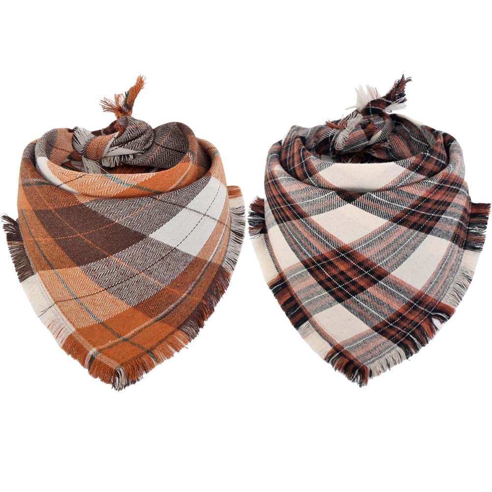 Autumn Plaid Dog Bandana Triangle Scarves
