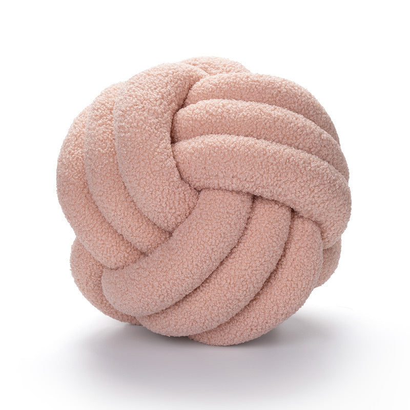 Handwoven Knotted Ball Sherpa Pillow for Home Decor