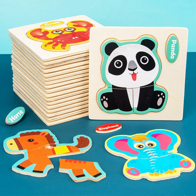 Eco-Friendly Wooden Animal & Vehicle Puzzle