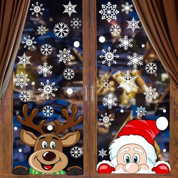 4-Pack Christmas Snowflake & Character Window Clings