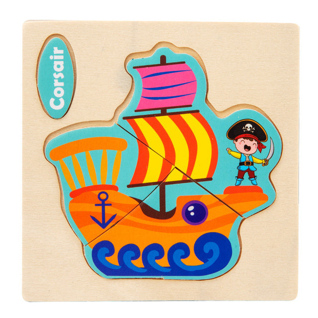 Eco-Friendly Wooden Animal & Vehicle Puzzle