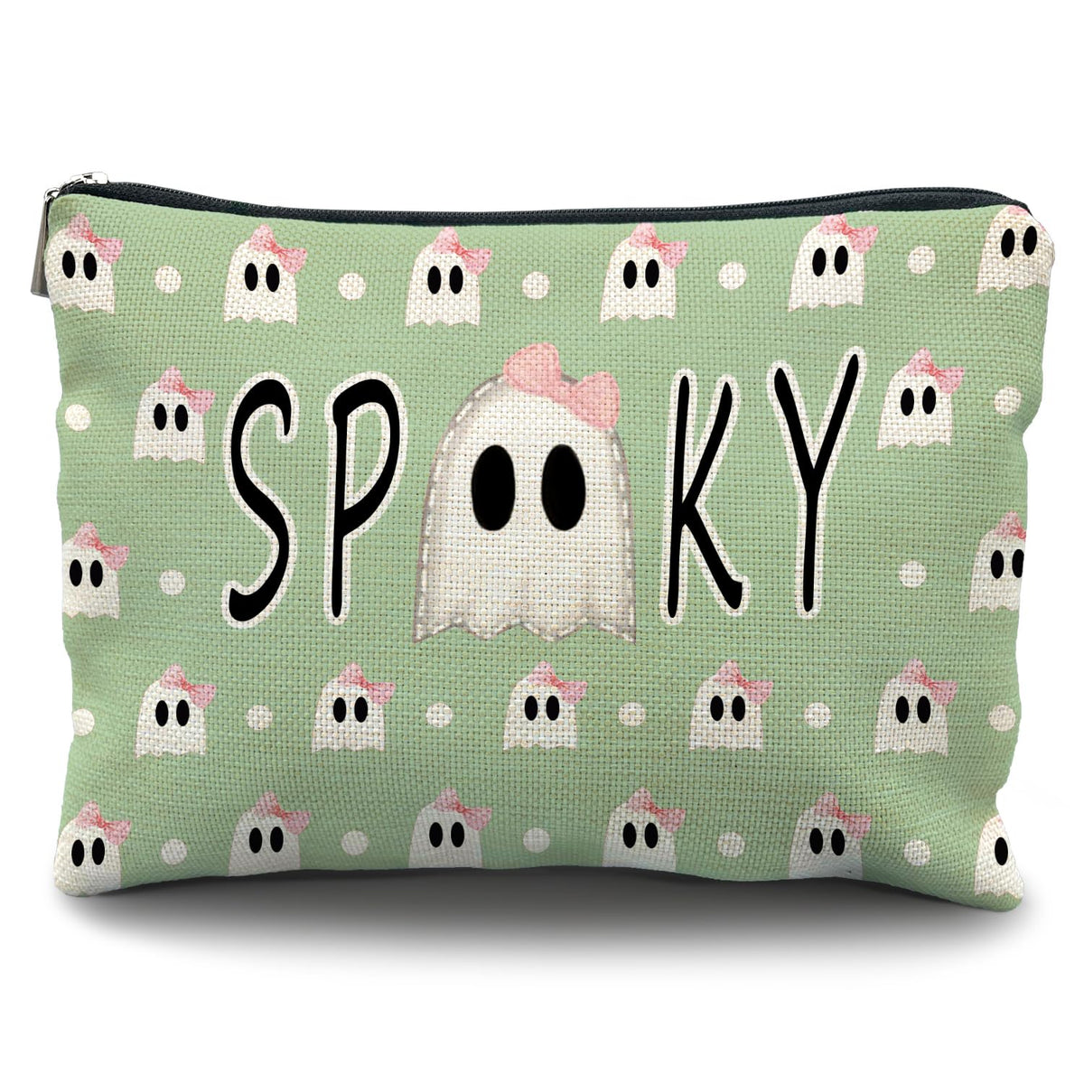 green bow halloween makeup bagpink bow spooky makeup baghalloween bags for women halloween cosmetic bag pink halloween gifts for women，halloween gifts spooky gifts halloween gifts for women