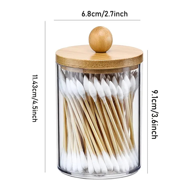 Bamboo Lid Vanity Jars Set