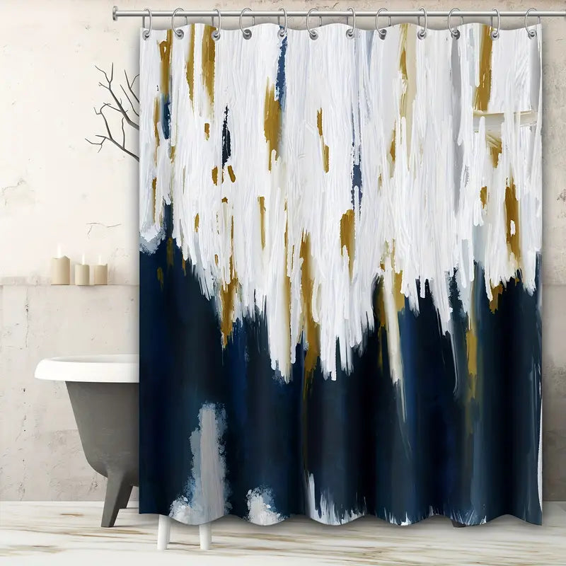 Navy Abstract Art Shower Curtain