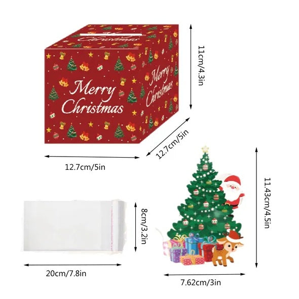 Festive Cash Gift Money Box with Christmas Tree Card