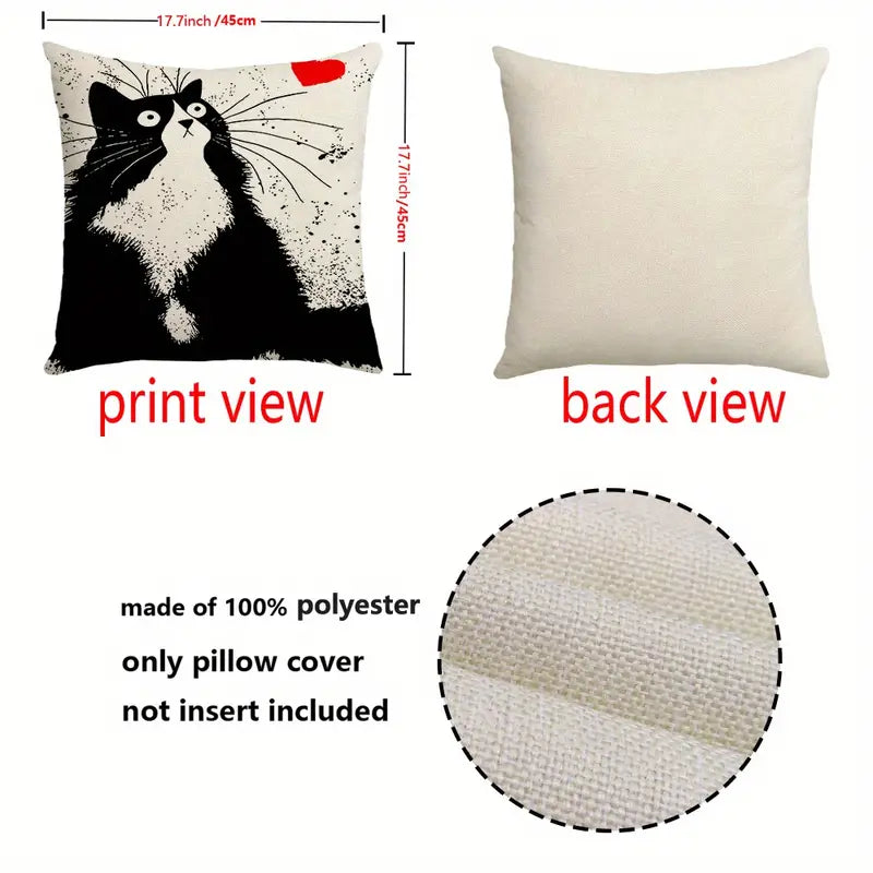 Cartoon Cat Throw Pillow Case for Home Decor (17.7")