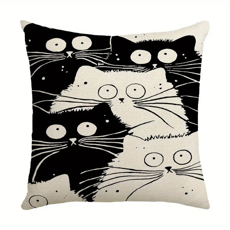 Cartoon Cat Throw Pillow Case for Home Decor (17.7")
