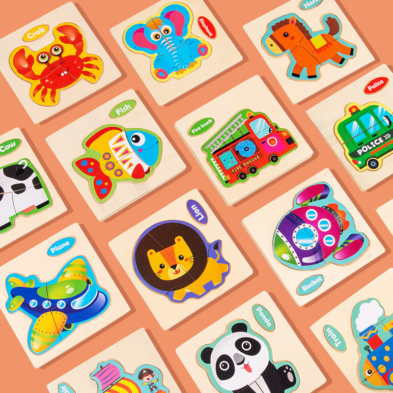 Eco-Friendly Wooden Animal & Vehicle Puzzle