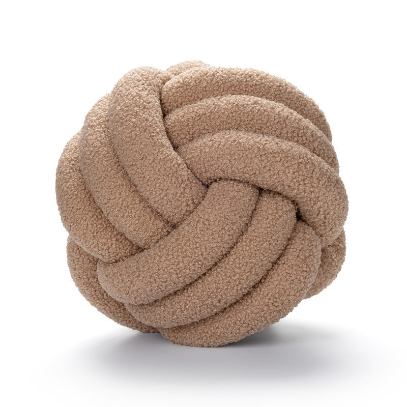 Handwoven Knotted Ball Sherpa Pillow for Home Decor