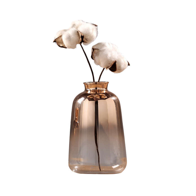 Nordic Modern Gold-Plated Glass Vase for Home Decor