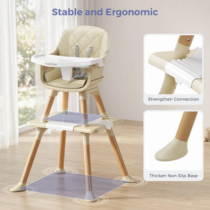 Momfann Baby High Chair with 5-Point Harness