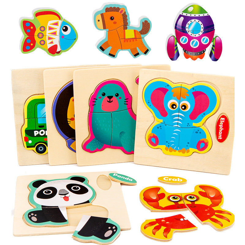 Eco-Friendly Wooden Animal & Vehicle Puzzle