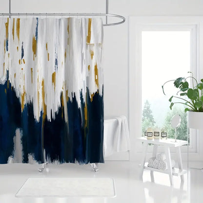 Navy Abstract Art Shower Curtain