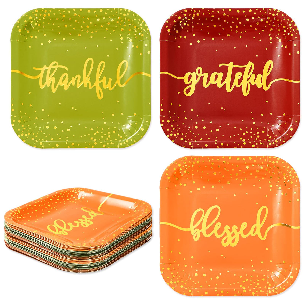 Autumn Gold 30Pc Square Paper Plates