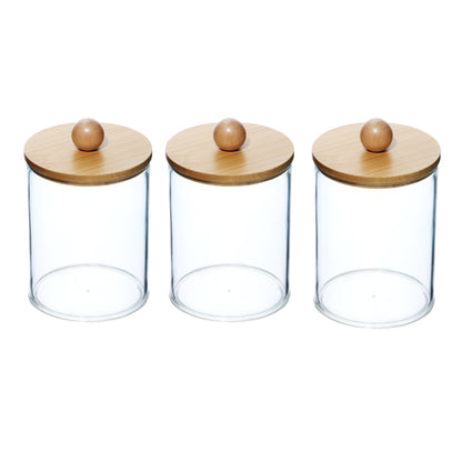 Bamboo Lid Vanity Jars Set