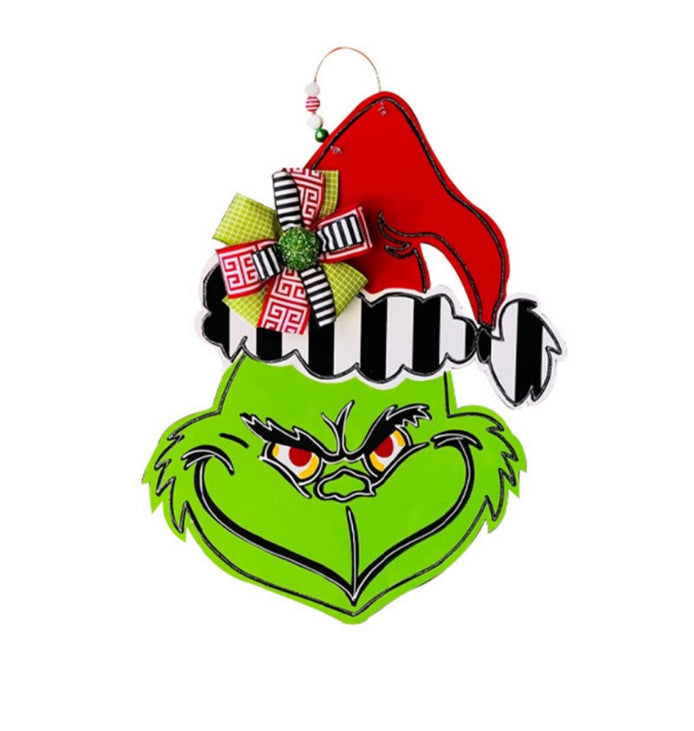 Grinch-Themed Wooden Door Sign