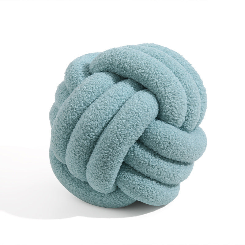 Handwoven Knotted Ball Sherpa Pillow for Home Decor