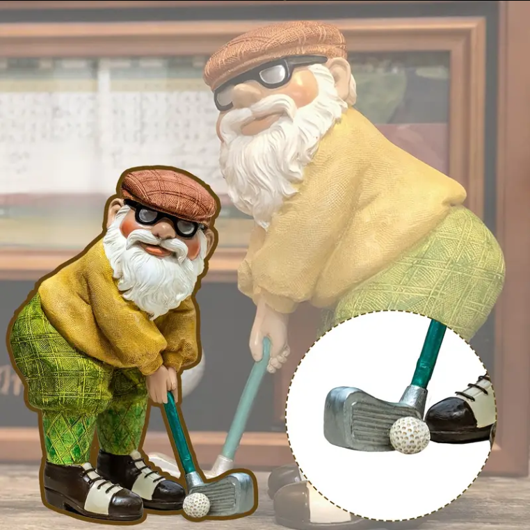 Golf-Themed Garden Gnome Statue