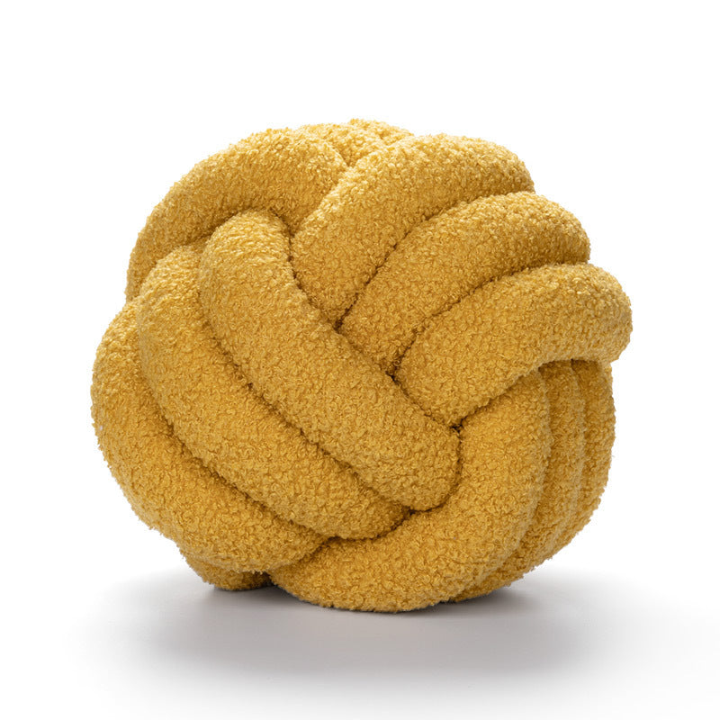 Handwoven Knotted Ball Sherpa Pillow for Home Decor