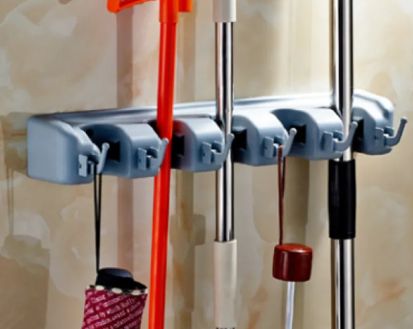 Versatile Plastic Mop & Broom Holder