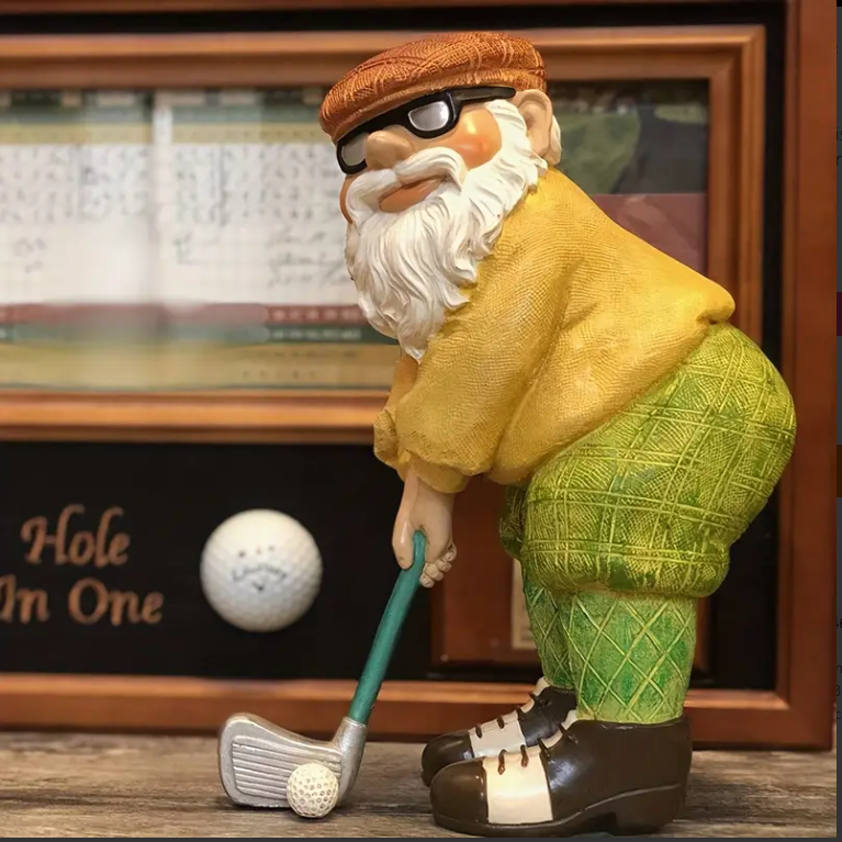 Golf-Themed Garden Gnome Statue
