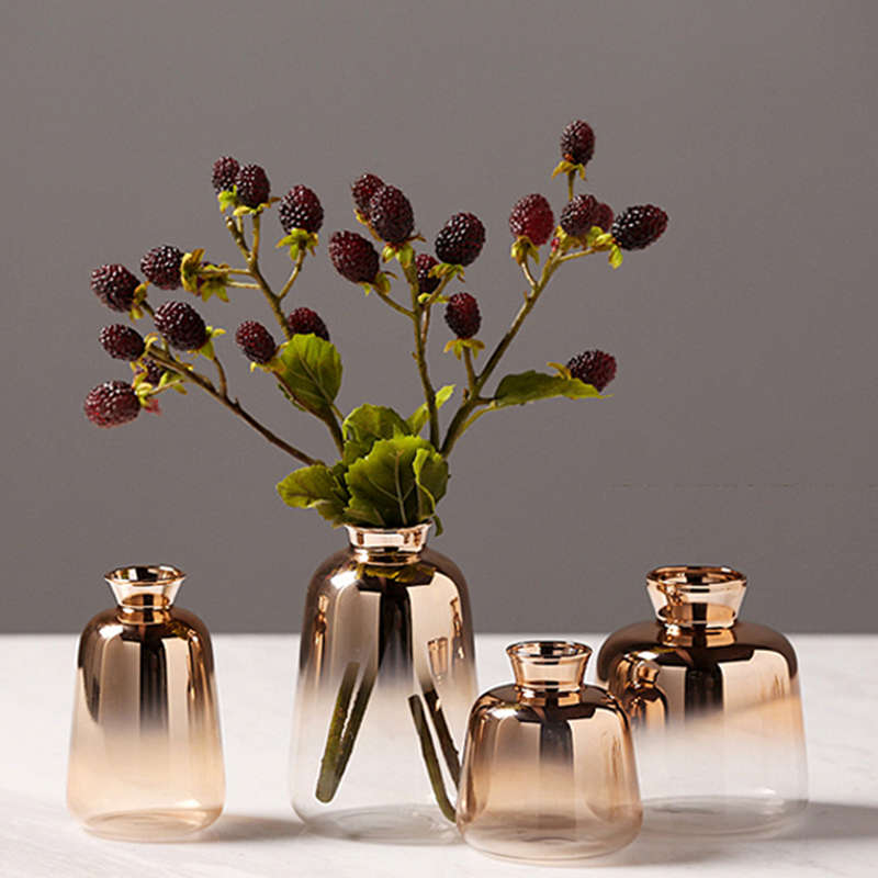 Nordic Modern Gold-Plated Glass Vase for Home Decor