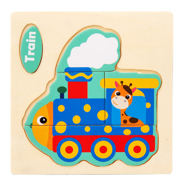 Eco-Friendly Wooden Animal & Vehicle Puzzle