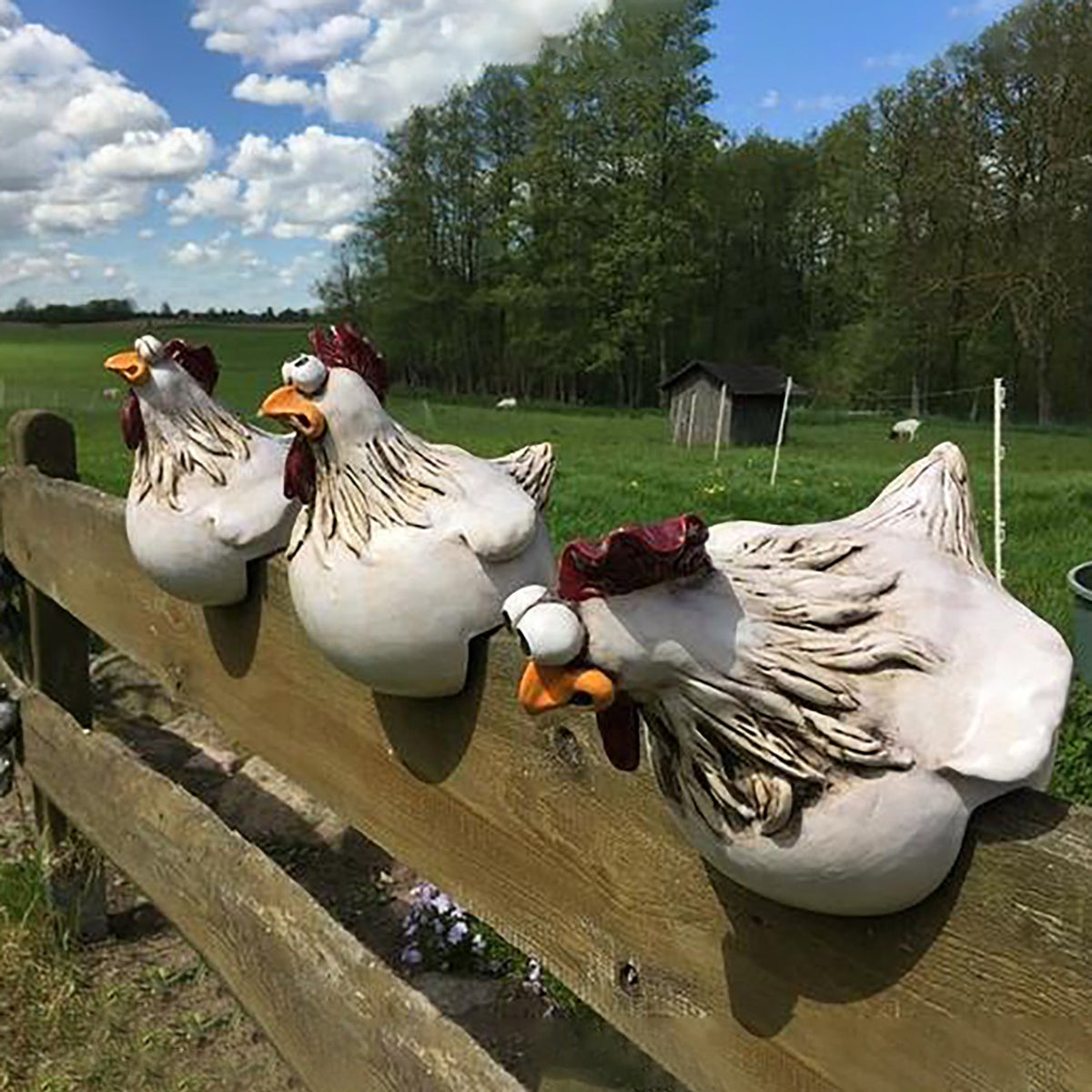 Whimsical Chicken Garden Statues