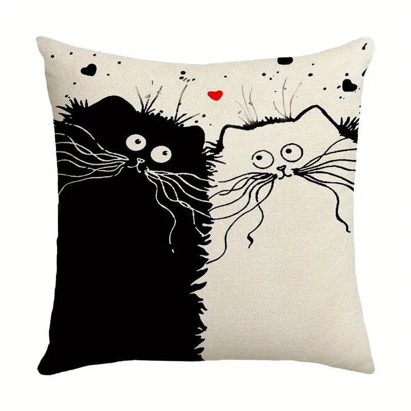 Cartoon Cat Throw Pillow Case for Home Decor (17.7")