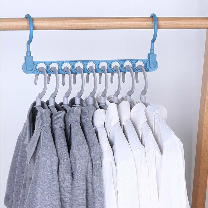 Space‑Saving Nine‑Hole Clothes Hanger – Adjustable Closet Organizer