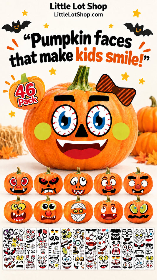 46‑Pack Halloween Pumpkin Face Stickers – Kids’ Crafts & Party Favors