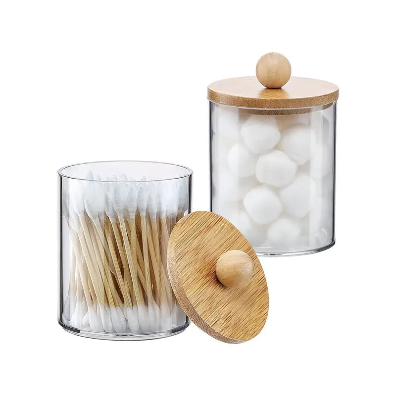 Bamboo Lid Vanity Jars Set