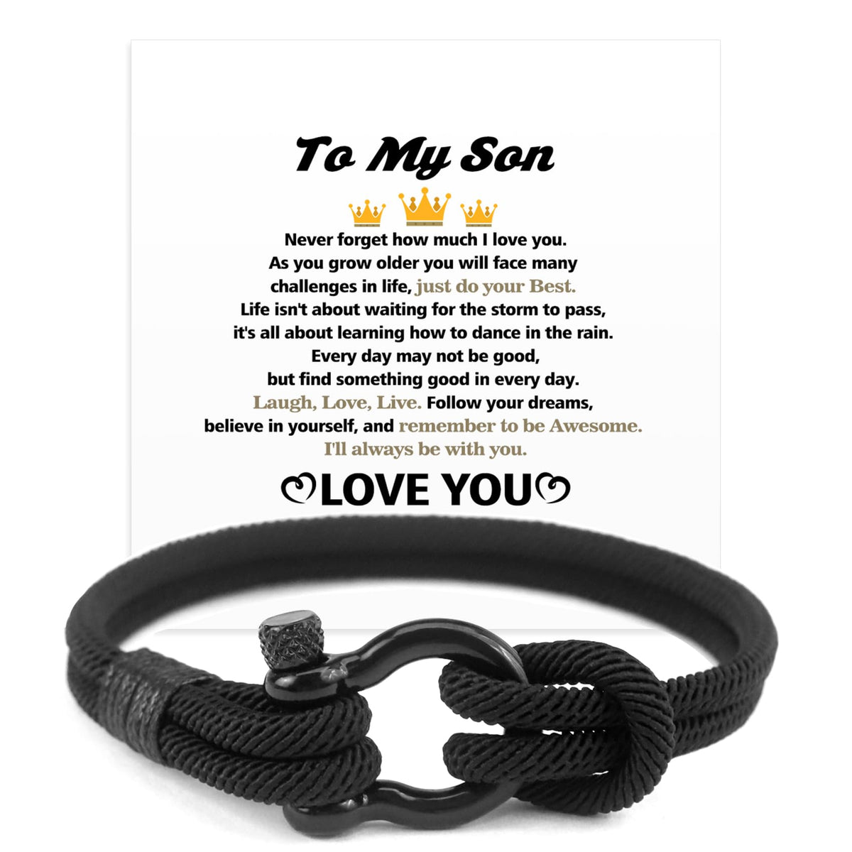 Stocking Stuffers Christmas Gifts for Son Bracelets for Men Back to School Supplies First Day of School Gifts for Son Grandson Nephew Gift Ideas Son in Law Gifts Birthday Gifts Gradution Gifts for Him
