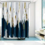 Navy Abstract Art Shower Curtain