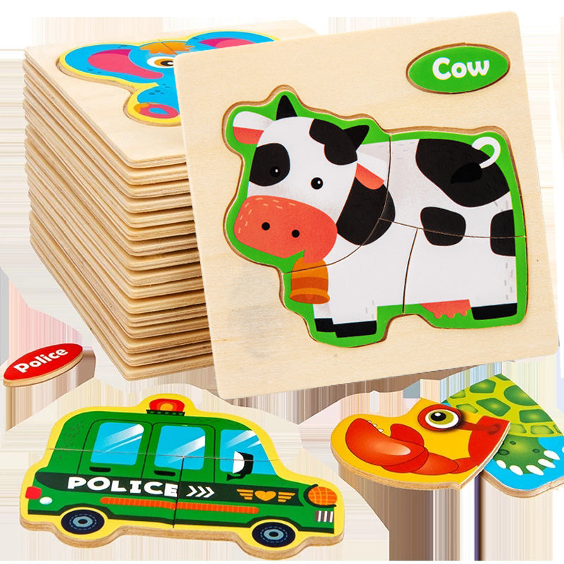 Eco-Friendly Wooden Animal & Vehicle Puzzle