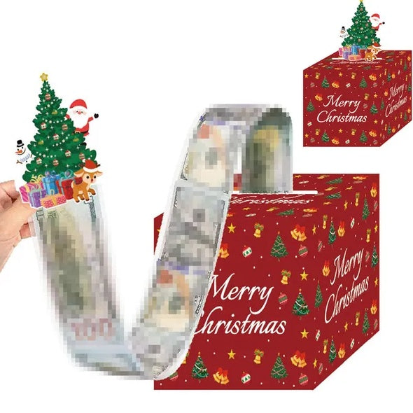 Festive Cash Gift Money Box with Christmas Tree Card