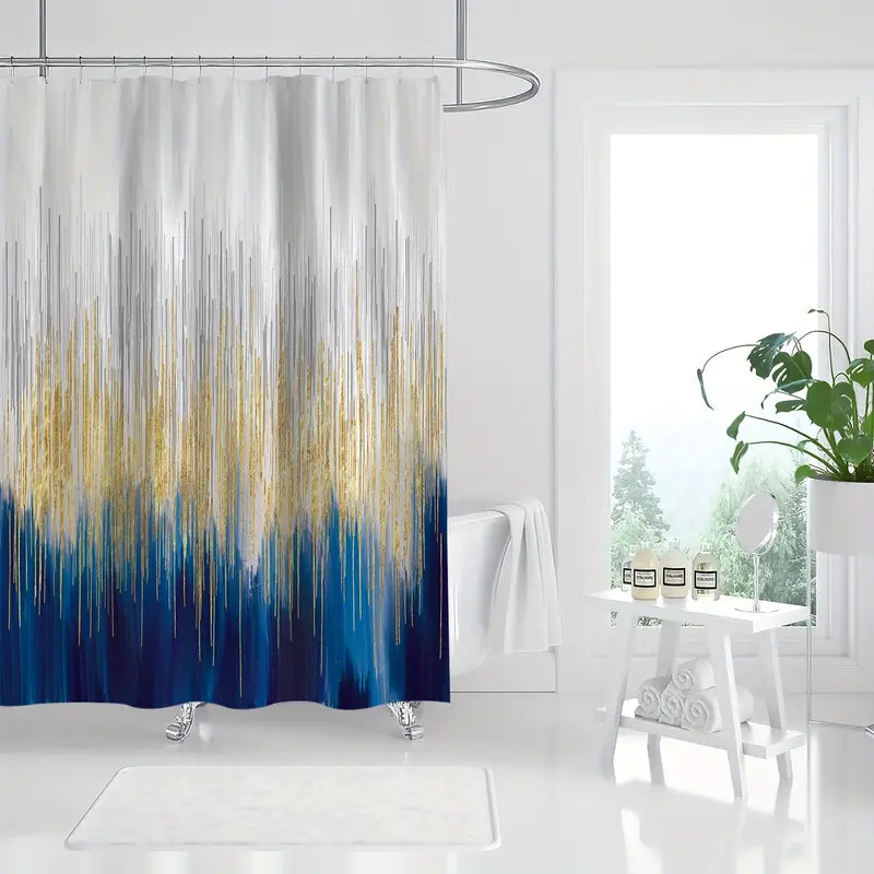 Navy Abstract Art Shower Curtain
