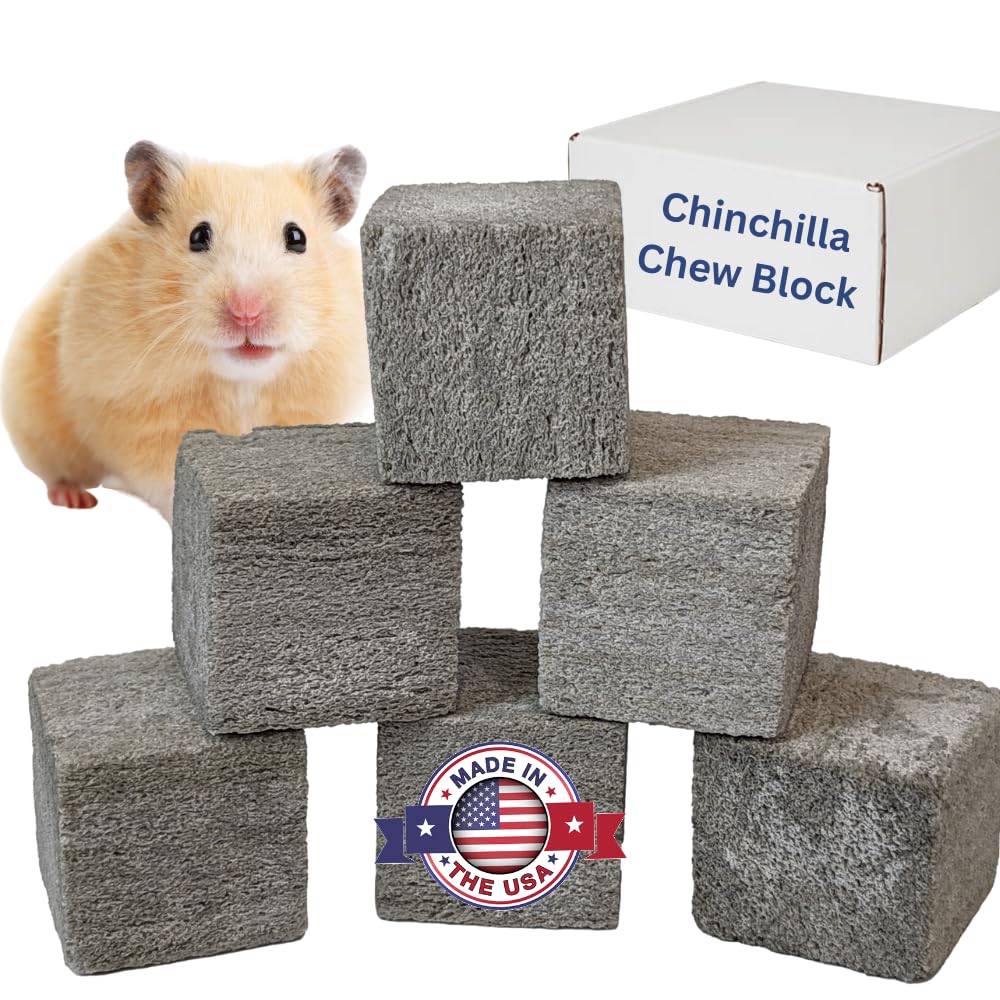 Chinchilla Chew Toys Pumice Chew Blocks Lava Block for Hamster Rat Mice Degus Gerbils Small Animal Toys Guinea Pigs Chew Toys Rabbit Toys Bunny Toys by Billy Buckskin (Pack of 6)Mined in USA