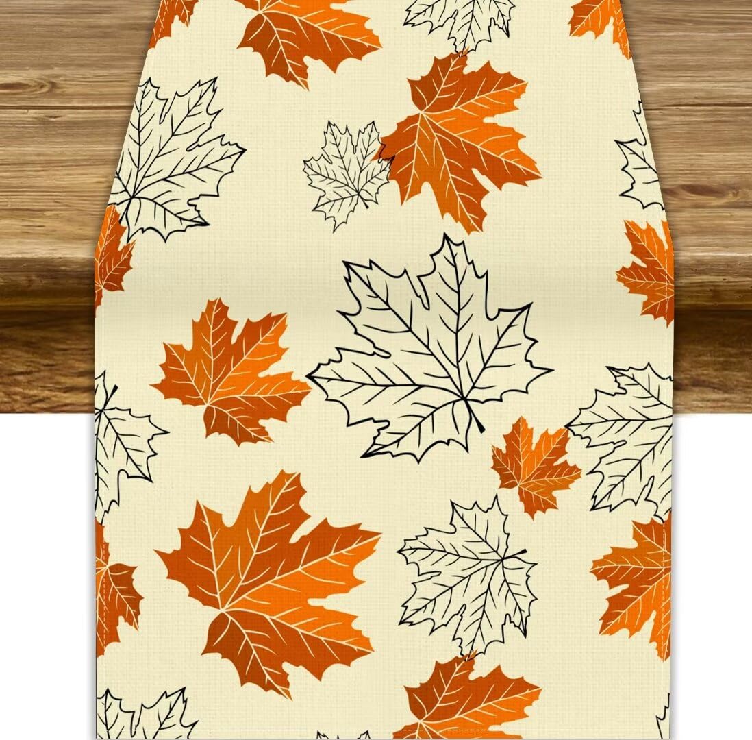 Autumn Glow Maple Leaf Table Runner 13x90inch