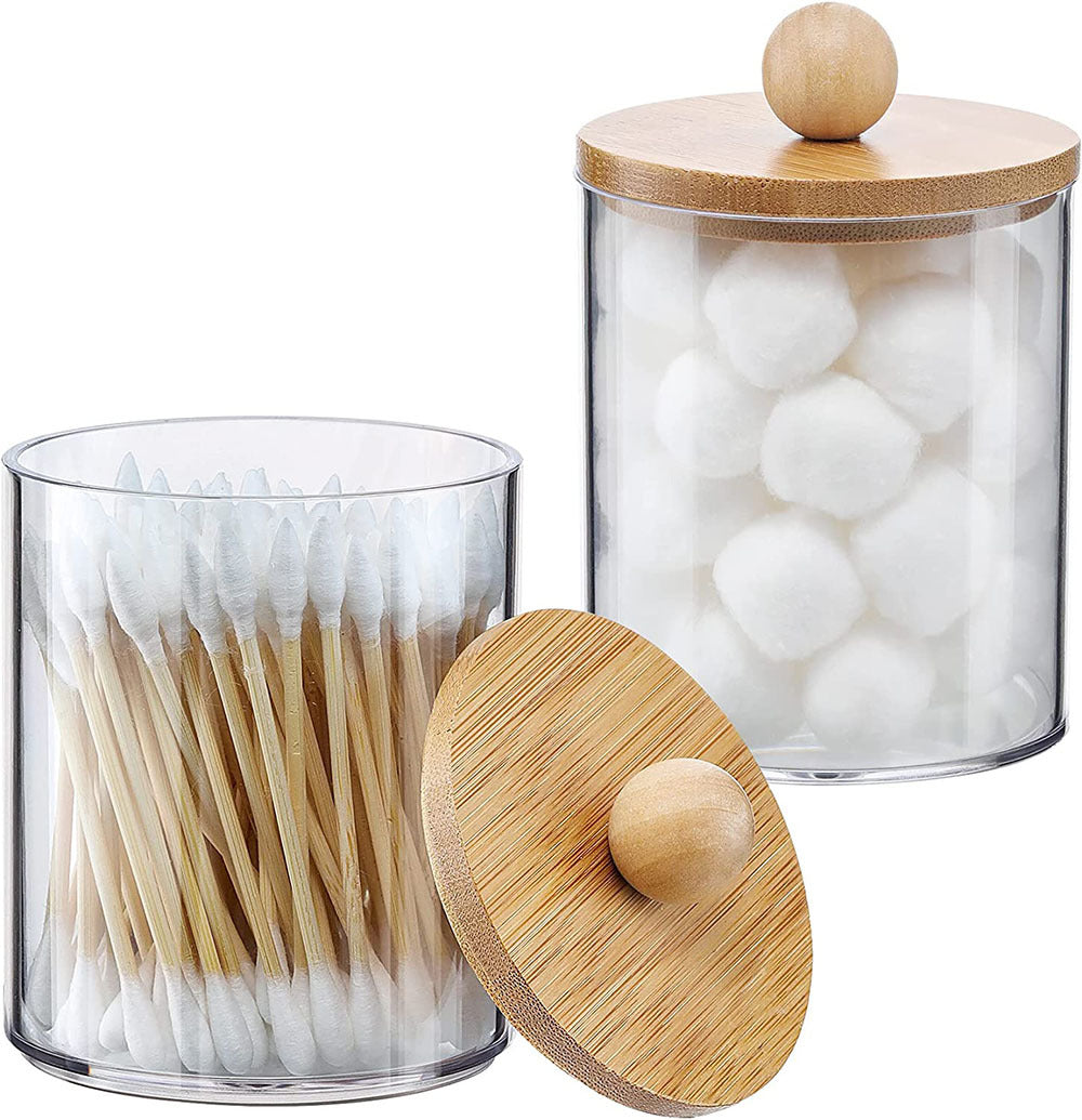 Bamboo Lid Vanity Jars Set