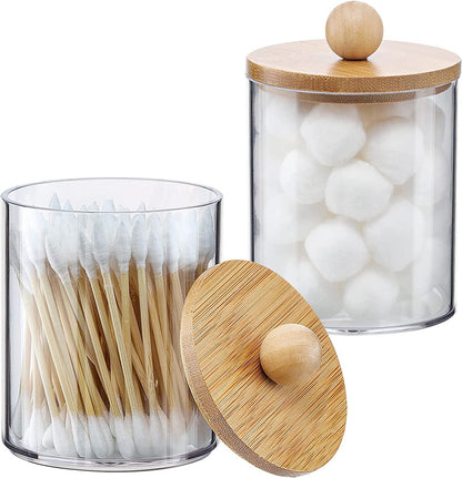 Bamboo Lid Vanity Jars Set