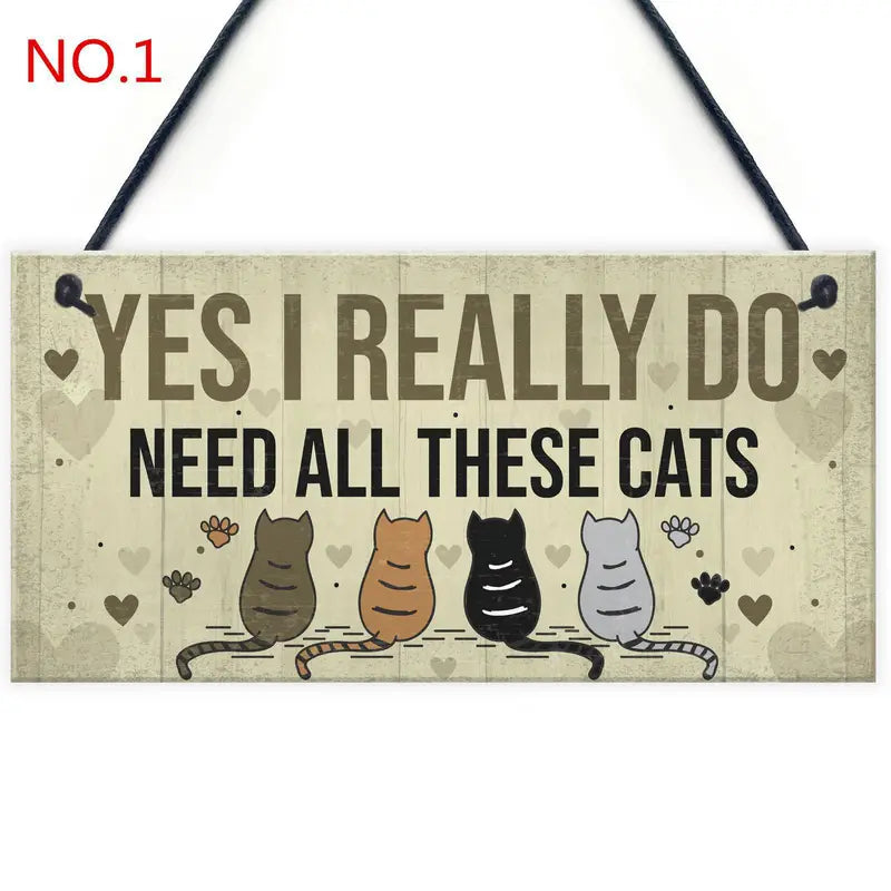 Funny Cats Wooden Plaque with Sayings for Home Decor
