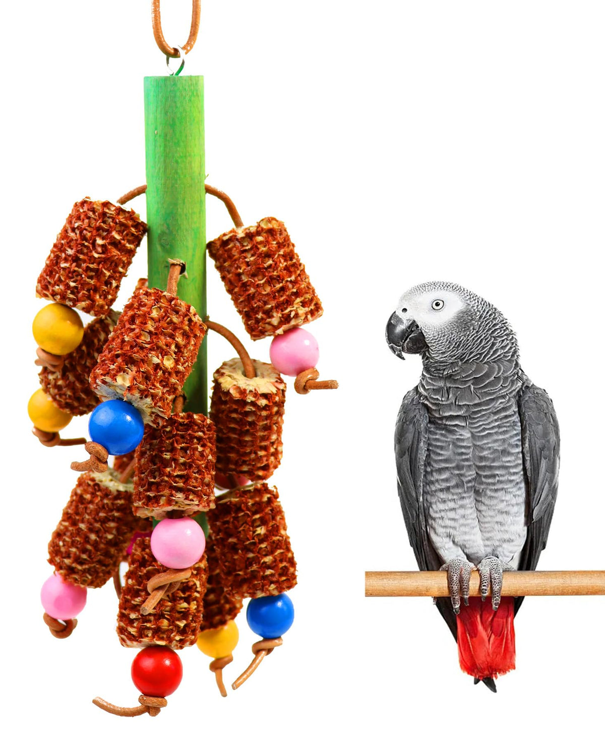 Hyamass Bird Toys Parrot Toys Natural Corn Cob Bird Chew Toys for Small and Medium-Sized ParakeetCockatielConuresLovebirds MacawsAfrican GreyCockatoosAmazon ParrotsAviary Hanging Toys