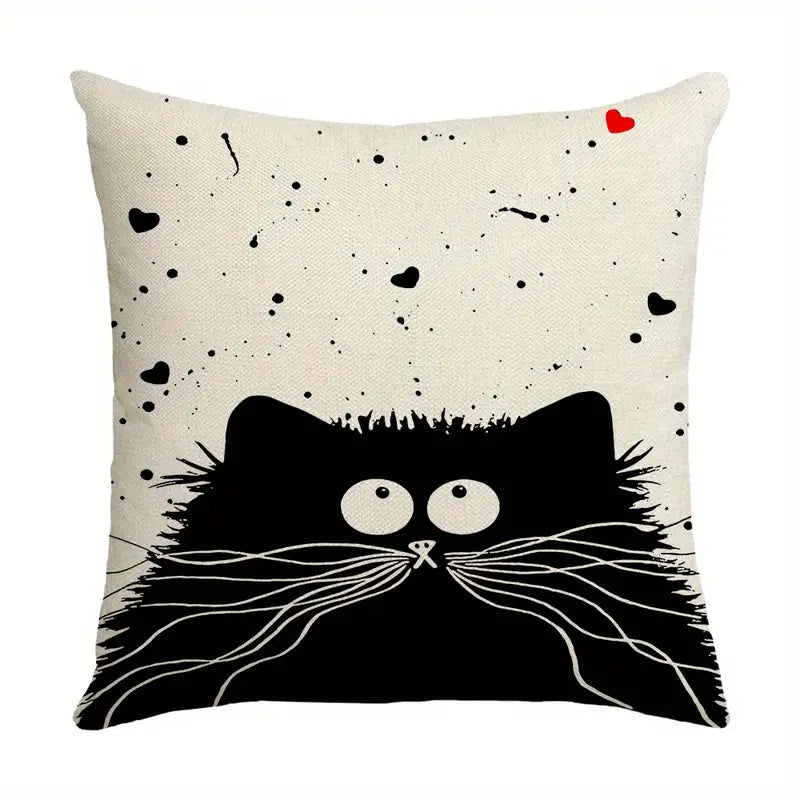 Cartoon Cat Throw Pillow Case for Home Decor (17.7")