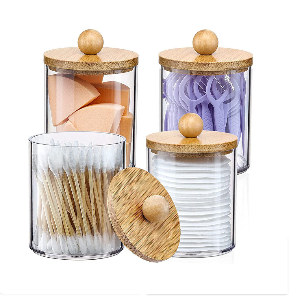 Bamboo Lid Vanity Jars Set