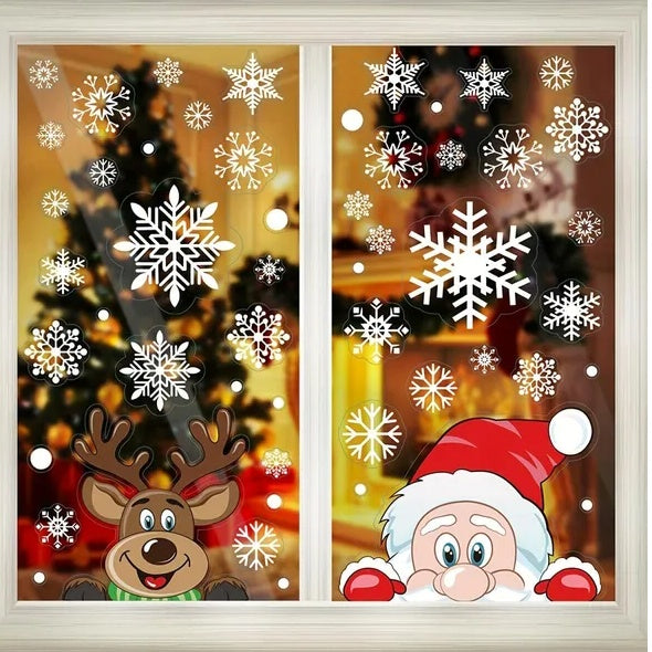 4-Pack Christmas Snowflake & Character Window Clings