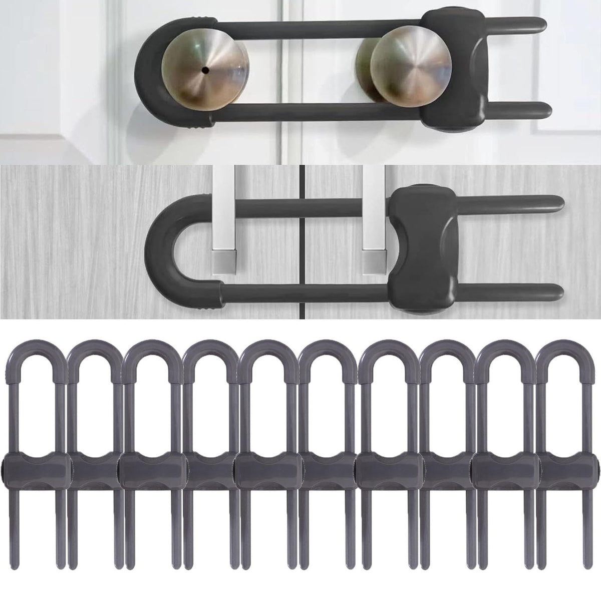 WENPENG Adjustable Baby Safety Locks 10Pack - Grey