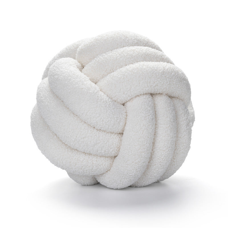 Handwoven Knotted Ball Sherpa Pillow for Home Decor