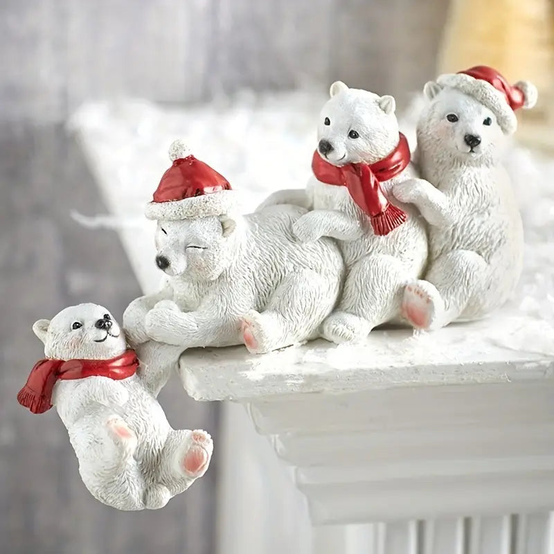 Cute Polar Bear Resin Statue for Home Decor
